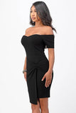 La Scala Off The Shoulder Front Twist Bodycon Dress - Rosa Apparel