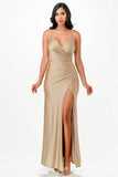 La Scala Tara Side Pleat Overlap Sleeveless Gown - Rosa Apparel