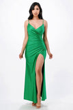 La Scala Tara Side Pleat Overlap Sleeveless Gown - Rosa Apparel