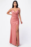 La Scala Tara Side Pleat Overlap Sleeveless Gown - Rosa Apparel