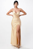 La Scala Tara Side Pleat Overlap Sleeveless Gown - Rosa Apparel