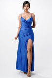 La Scala Tara Side Pleat Overlap Sleeveless Gown - Rosa Apparel