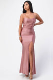 La Scala Back Lace Up Mermaid Dress With Waist Shirring - Rosa Apparel
