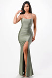 La Scala Back Lace Up Mermaid Dress With Waist Shirring - Rosa Apparel