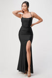 La Scala Back Lace Up Mermaid Dress With Waist Shirring - Rosa Apparel