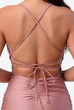 La Scala Back Lace Up Mermaid Dress With Waist Shirring - Rosa Apparel