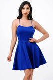 La Scala Fit And Flare Satin Like Sleeveless Lace Up Mini Dress - Rosa Apparel