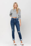 VERVET High Rise Distressed Clean Cut Crop Skinny Jeans - Rosa Apparel