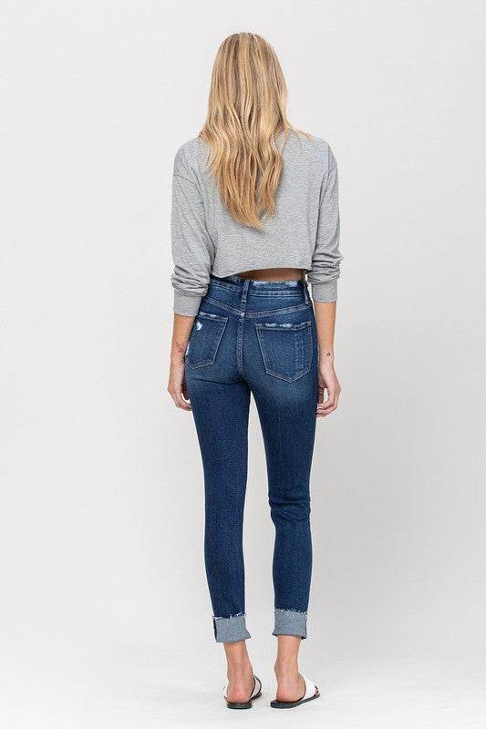 VERVET High Rise Distressed Clean Cut Crop Skinny Jeans - Rosa Apparel
