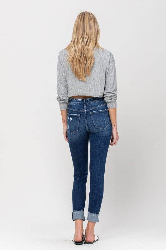 VERVET High Rise Distressed Clean Cut Crop Skinny Jeans - Rosa Apparel