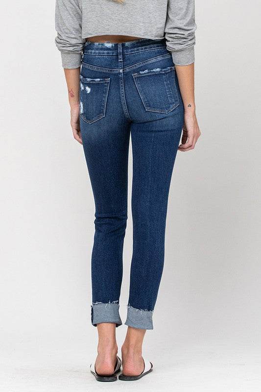 VERVET High Rise Distressed Clean Cut Crop Skinny Jeans - Rosa Apparel