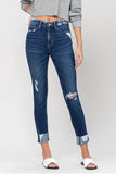 VERVET High Rise Distressed Clean Cut Crop Skinny Jeans - Rosa Apparel