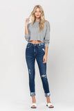 VERVET High Rise Distressed Clean Cut Crop Skinny Jeans - Rosa Apparel