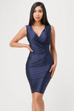 La Scala Overlap Tricot Tanya Side Pleated Mini Dress - Rosa Apparel