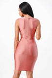 La Scala Overlap Tricot Tanya Side Pleated Mini Dress - Rosa Apparel