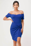 La Scala Off The Shoulder Front Twist Bodycon Dress - Rosa Apparel