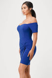 La Scala Off The Shoulder Front Twist Bodycon Dress - Rosa Apparel