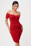 La Scala Off The Shoulder Front Twist Bodycon Dress - Rosa Apparel