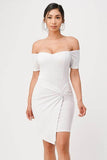 La Scala Off The Shoulder Front Twist Bodycon Dress - Rosa Apparel