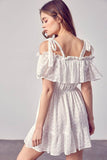Do + Be Casual Cold Shoulder Ruffle Square Neck Mini Dress - Rosa Apparel