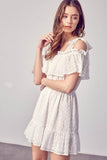 Do + Be Casual Cold Shoulder Ruffle Square Neck Mini Dress - Rosa Apparel