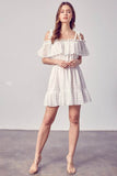 Do + Be Casual Cold Shoulder Ruffle Square Neck Mini Dress - Rosa Apparel
