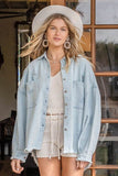POL Casual Fringe Distressed Oversized Collar Jacket - Rosa Apparel