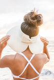 Aili's Corner Foldable Wide Brim Bow Breathable Straw Visor - Rosa Apparel
