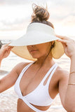 Aili's Corner Foldable Wide Brim Bow Breathable Straw Visor - Rosa Apparel