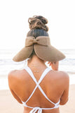 Aili's Corner Foldable Wide Brim Bow Breathable Straw Visor - Rosa Apparel