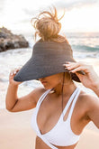 Aili's Corner Foldable Wide Brim Bow Breathable Straw Visor - Rosa Apparel