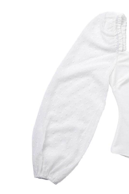 Lilou LS Shirring Puff Sleeve Sweetheart Neck Bodysuit - Rosa Apparel