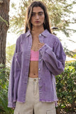 POL Casual Fringe Distressed Oversized Collar Jacket - Rosa Apparel