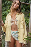 POL Casual Fringe Distressed Oversized Collar Jacket - Rosa Apparel