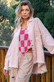 POL Casual Fringe Distressed Oversized Collar Jacket - Rosa Apparel
