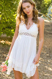 La Miel Monterey Bohemian V-Neck Sleeveless Crochet Mini Dress - Rosa Apparel