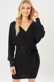 Love Tree Off Shoulder Wrap Belted Ribbed Knit Dress - Rosa Apparel