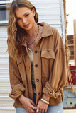 La Miel Matilda Button Up Front Collard Neck Long Sleeves Jacket - Rosa Apparel
