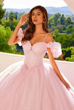 Juliet Glitter Tulle Off-Shoulder Quinceañera Ball Gown JT1487H - Rosa Apparel