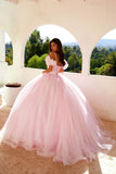 Juliet Glitter Tulle Off-Shoulder Quinceañera Ball Gown JT1487H - Rosa Apparel