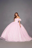 Juliet Glitter Tulle Off-Shoulder Quinceañera Ball Gown JT1487H - Rosa Apparel