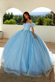Juliet Glitter Tulle Off-Shoulder Quinceañera Ball Gown JT1487H - Rosa Apparel
