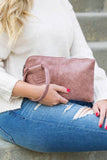 Aili's Corner Soft Vegan PU Leather Wristlet Mini Clutch - Rosa Apparel