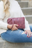 Aili's Corner Soft Vegan PU Leather Wristlet Mini Clutch - Rosa Apparel