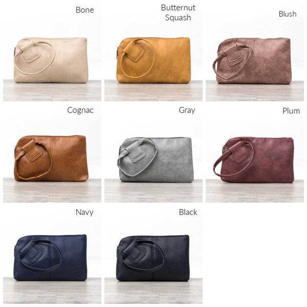 Aili's Corner Soft Vegan PU Leather Wristlet Mini Clutch - Rosa Apparel