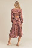 Lush Side Slit Floral Print Midi Skirt - Rosa Apparel