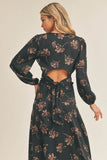 Lush Side Slit Floral Print Midi Skirt - Rosa Apparel