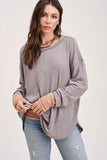 La Miel Bree Waffle Relaxed Raw Edge Boat Neck Sweater - Rosa Apparel