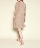 Fabina Bamboo Loose Fit Babydoll V-Neck 3/4 Sleeves Pocketed Mini Dress - Rosa Apparel