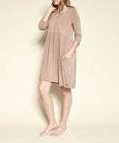 Fabina Bamboo Loose Fit Babydoll V-Neck 3/4 Sleeves Pocketed Mini Dress - Rosa Apparel